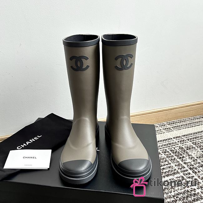 Chanel Rain Boots Khaki - 1