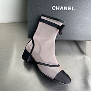 Chanel Short Boots Mesh & Grosgrain Light Pink & Black - 6