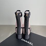Chanel Short Boots Mesh & Grosgrain Light Pink & Black - 4