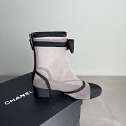 Chanel Short Boots Mesh & Grosgrain Light Pink & Black - 3