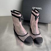 Chanel Short Boots Mesh & Grosgrain Light Pink & Black - 2