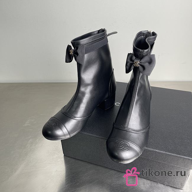 Chanel Short Boots Stretch Lambskin & Lambskin Black - 1