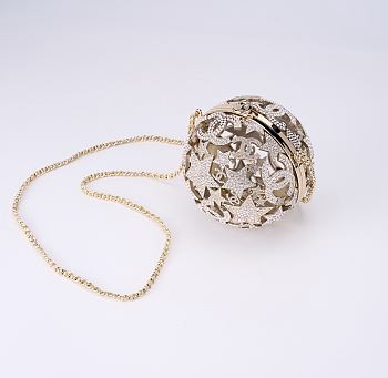 Chanel Sphere Minaudiere Gold Tone Metal & Strass Golden & Crystal - 12x12x12cm