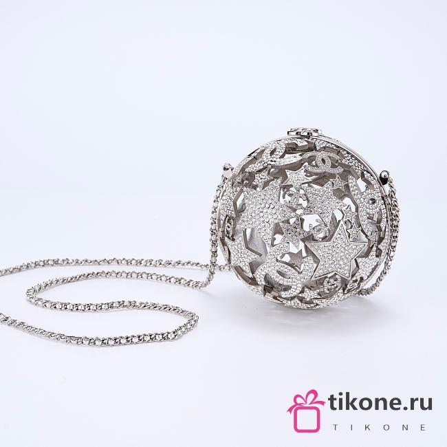 Chanel Sphere Minaudiere Silver Tone Metal & Strass Silver & Crystal - 12x12x12cm - 1