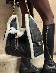 Chanel 25 Handbag Small Shearling Calfskin & Gold Metal Black - 30x26x14cm - 2