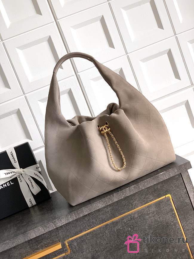 Chanel Large Hobo Bag Suede Gray - 45x35x14cm - 1