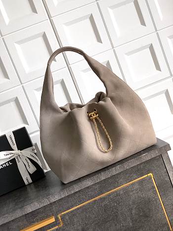 Chanel Large Hobo Bag Suede Gray - 45x35x14cm