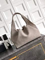 Chanel Large Hobo Bag Suede Gray - 45x35x14cm - 4