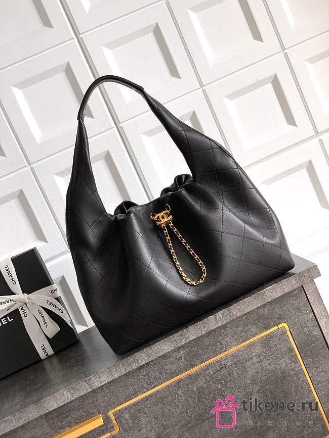 Chanel Large Hobo Bag Lamskin Black - 45x35x14cm - 1