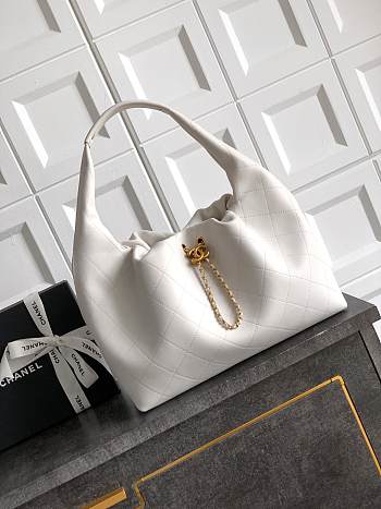 Chanel Large Hobo Bag Lamskin White - 45x35x14cm