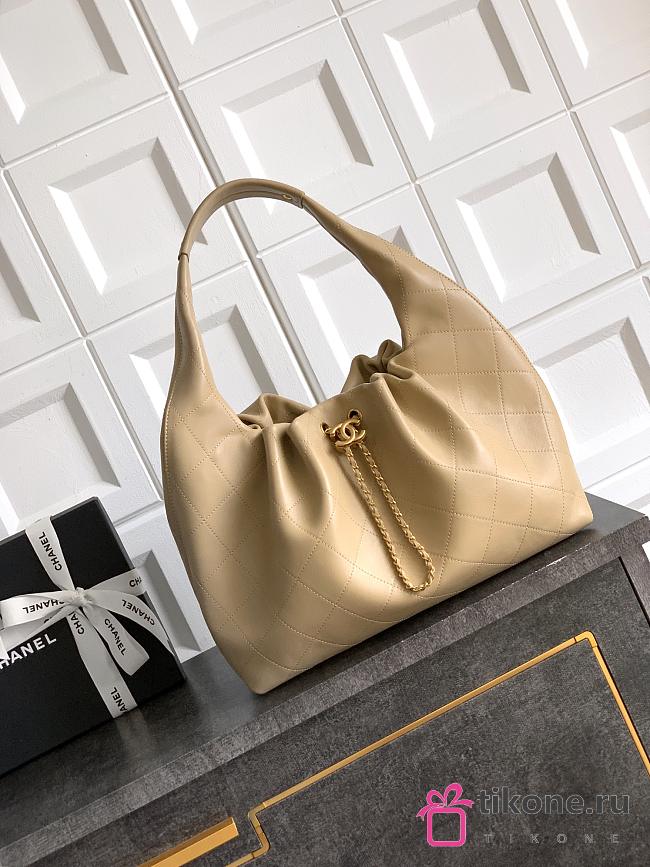 Chanel Large Hobo Bag Lamskin Beige - 45x35x14cm - 1