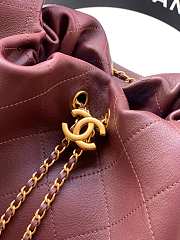 Chanel Large Hobo Bag Lamskin Burgundy - 45x35x14cm - 5