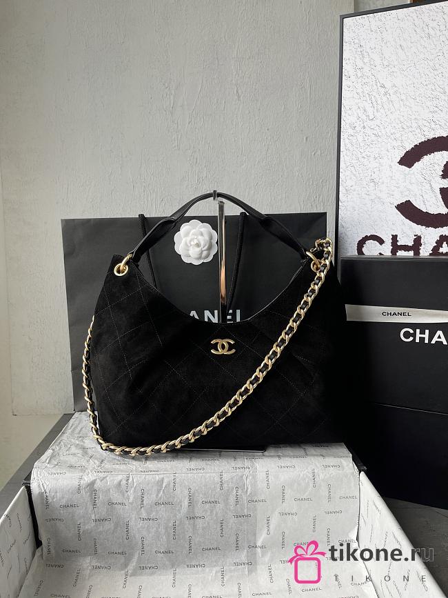 Chanel Maxi Hobo Bag Suede Black - 33x26x14cm - 1