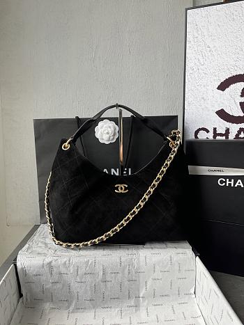 Chanel Maxi Hobo Bag Suede Black - 33x26x14cm