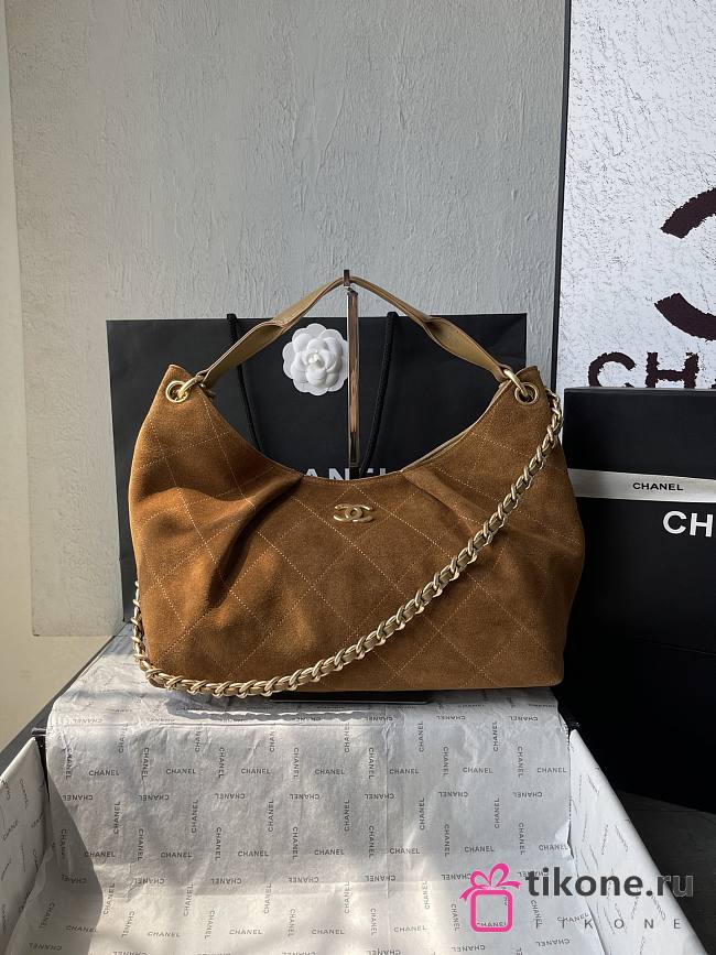 Chanel Maxi Hobo Bag Suede Brown - 33x26x14cm - 1