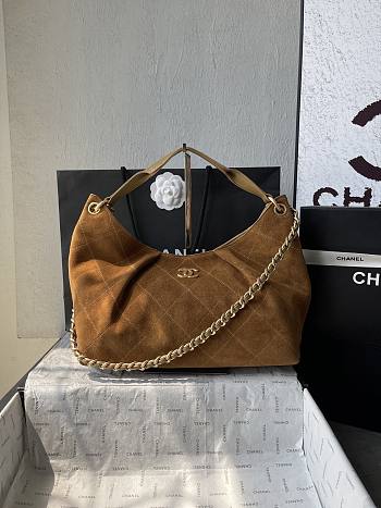 Chanel Maxi Hobo Bag Suede Brown - 33x26x14cm