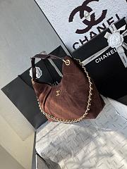 Chanel Maxi Hobo Bag Suede Dark Brown - 33x26x14cm - 4