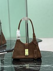 Prada Small Suede Tote Bag 1BG580 Brown - 26x18x12cm - 4