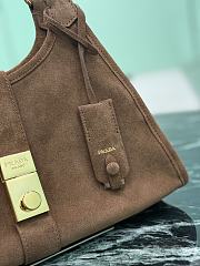 Prada Small Suede Tote Bag Brown 1BG563 - 30.5x17.5x9cm - 2