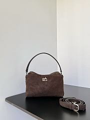 Balenciaga Rodeo Camera Bag in Suede Coffee Silver - 22.8x15.4x9.9cm - 6