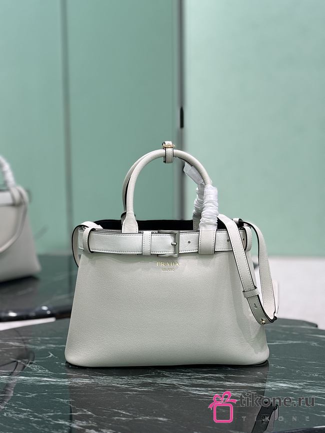 Prada Buckle Small Leather Handbag With Belt White 1BA434 - 32x23x11cm - 1