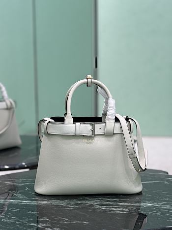 Prada Buckle Small Leather Handbag With Belt White 1BA434 - 32x23x11cm
