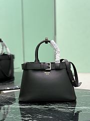 Prada Buckle Small Leather Handbag With Belt Black 1BA434 - 32x23x11cm - 1