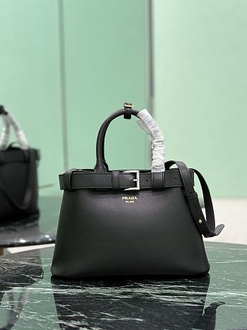 Prada Buckle Small Leather Handbag With Belt Black 1BA434 - 32x23x11cm