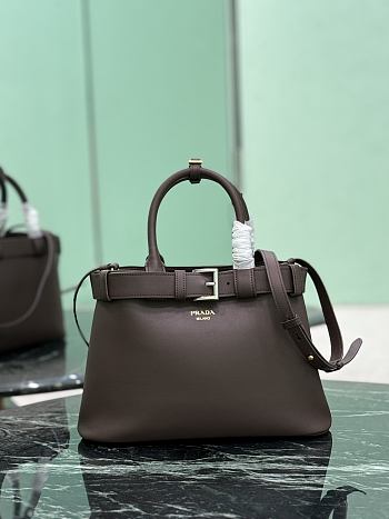 Prada Buckle Small Leather Handbag With Belt Brown 1BA434 - 32x23x11cm