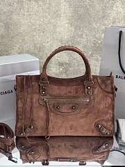 Balenciaga Le City Bag Meidum in Coffee Suede Calfskin Brass Hardware - 38x24x13cm - 1