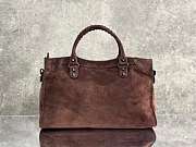 Balenciaga Le City Bag Meidum in Coffee Suede Calfskin Brass Hardware - 38x24x13cm - 4