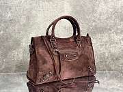 Balenciaga Le City Bag Meidum in Coffee Suede Calfskin Brass Hardware - 38x24x13cm - 2