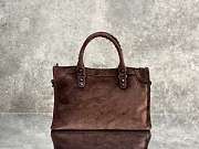 Balenciaga Le City Bag Small in Coffee Suede Calfskin Brass Hardware - 29.9x19.1x9.9cm - 5