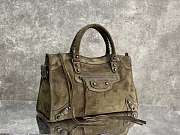 Balenciaga Le City Bag Meidum in Green Suede Calfskin Brass Hardware - 38x24x13cm - 3