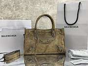 Balenciaga Le City Bag Small in Green Suede Calfskin Brass Hardware - 29.9x19.1x9.9cm - 1