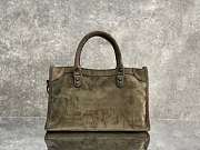 Balenciaga Le City Bag Small in Green Suede Calfskin Brass Hardware - 29.9x19.1x9.9cm - 3