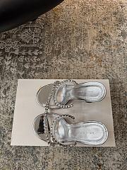 Amina Muaddi Gigi Slipper 95 Silver Mirror And White Crystals - 2