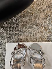 Amina Muaddi Gigi Slipper 95 Silver Mirror And White Crystals - 3