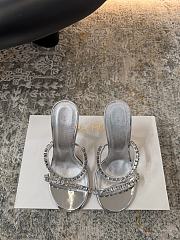 Amina Muaddi Gigi Slipper 95 Silver Mirror And White Crystals - 6