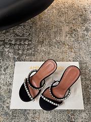 Amina Muaddi Gigi Slipper 95 Black Satin And White Crystals - 4