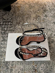 Amina Muaddi Gigi Sandal 95 Black Satin And White Crystals - 3