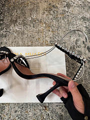 Amina Muaddi Gigi Sandal 95 Black Satin And White Crystals - 4