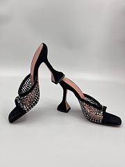 Amina Muaddi Lupita Crystal Net Slipper 95 Black Suede And White Crystals - 6