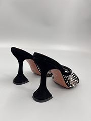 Amina Muaddi Lupita Crystal Net Slipper 95 Black Suede And White Crystals - 5