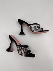 Amina Muaddi Lupita Crystal Net Slipper 95 Black Suede And White Crystals - 4