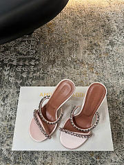 Amina Muaddi Gigi Slipper 95 Pink Satin And Pink Crystals - 3