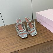 Amina Muaddi Gilda Glass Sandal 95 Silver Mirror and White Crystals - 5