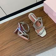 Amina Muaddi Gilda Glass Sandal 95 Silver Mirror and White Crystals - 4