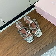 Amina Muaddi Gilda Glass Sandal 95 Silver Mirror and White Crystals - 3