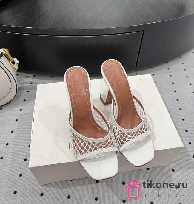 Amina Muaddi Lupita Net Slipper 95 White - 1